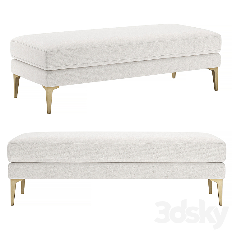 West Elm Andes Bench 3DS Max Model - thumbnail 1