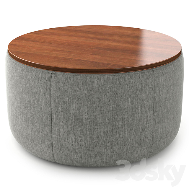 West Elm Upholstered Ottoman 3ds Max - thumbnail 1