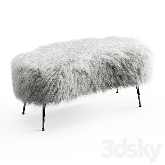 White Fauxfur Gio Ponti Stool 3DSMax File - thumbnail 1