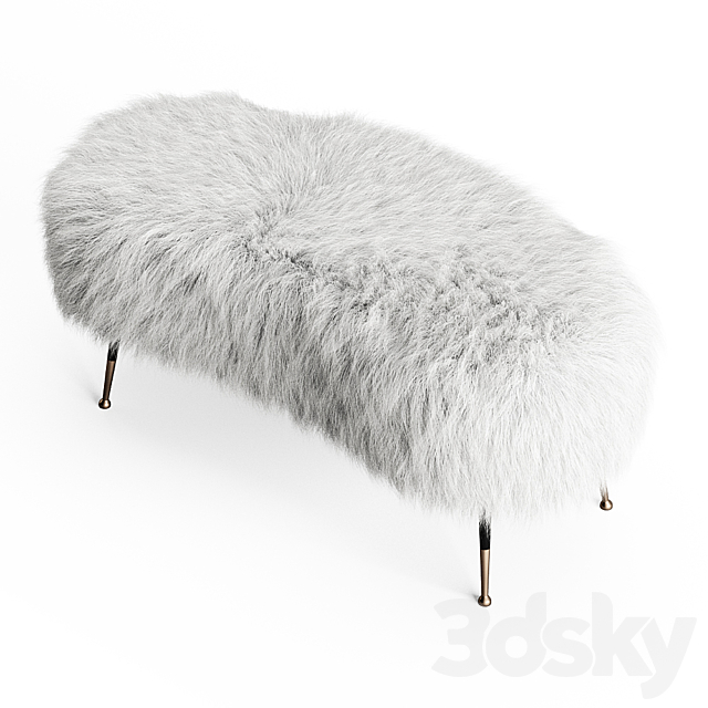 White Fauxfur Gio Ponti Stool 3DSMax File - thumbnail 2