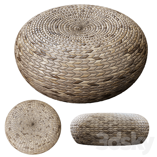 Wicker ottoman 3DSMax File - thumbnail 1