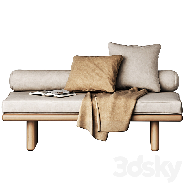 Window seat with cushions 3ds Max - thumbnail 3