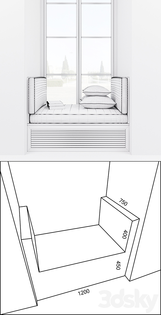 windowsill. Soft windowsill. 3DSMax File - thumbnail 3