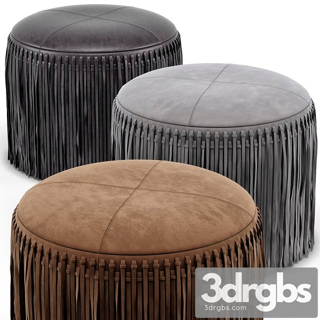 Wisteria Suede Boho Round Ottoman 3dsmax Download - thumbnail 1