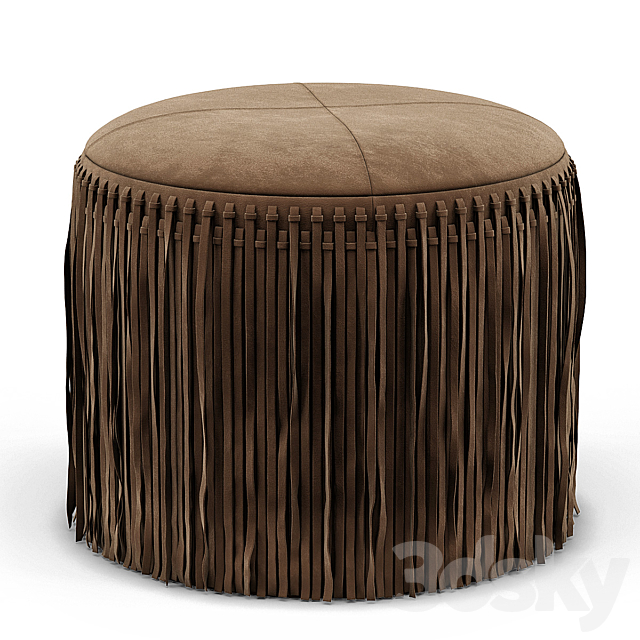 Wisteria Suede Boho Round Ottoman 3DSMax File - thumbnail 1