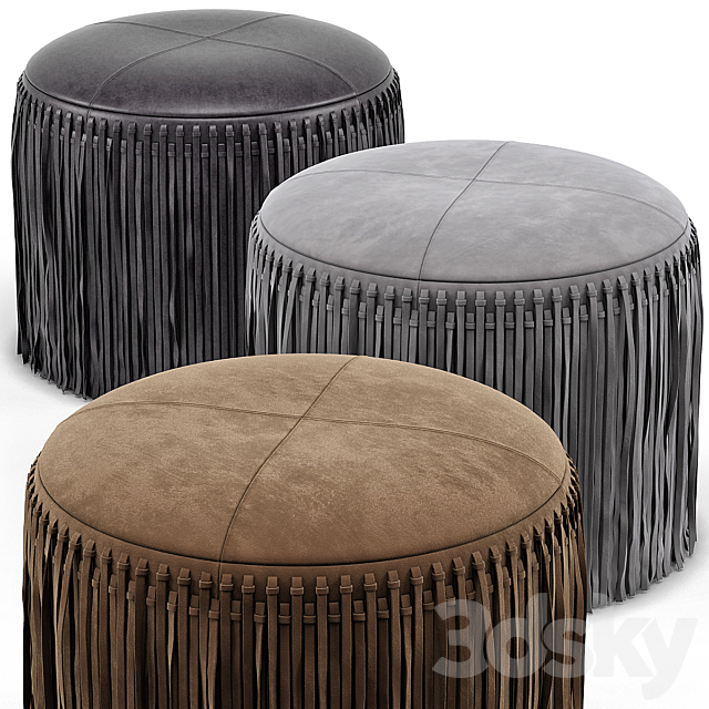 Wisteria Suede Boho Round Ottoman 3DSMax File - thumbnail 2