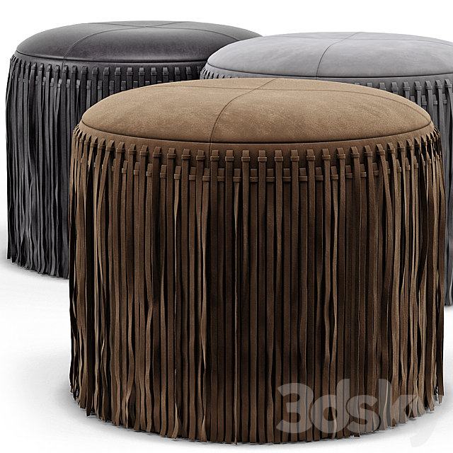 Wisteria Suede Boho Round Ottoman 3DSMax File - thumbnail 3