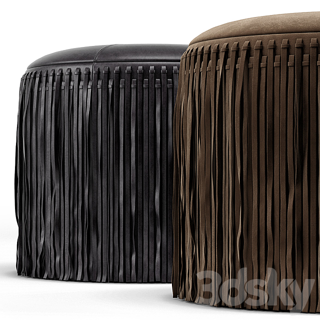 Wisteria Suede Boho Round Ottoman 3DSMax File - thumbnail 4