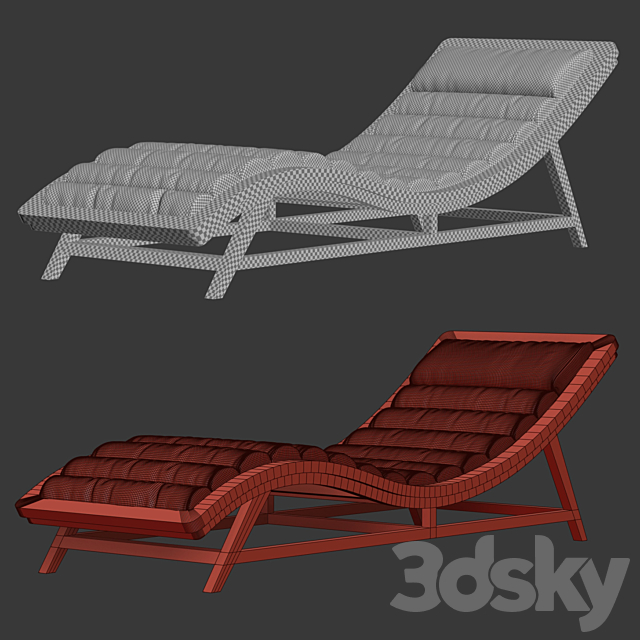 Wooden chaise lounge 3DSMax File - thumbnail 3