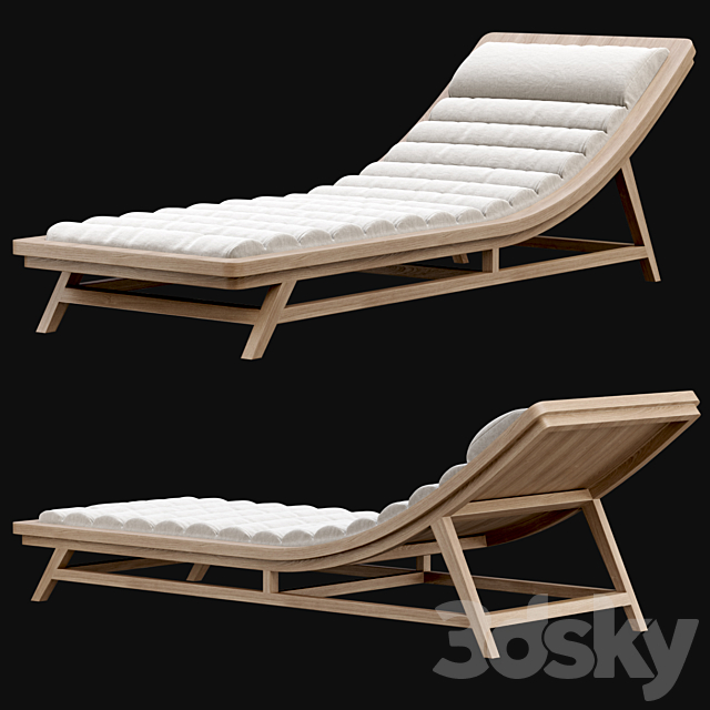 Wooden outdoor chaise lounge L15 3ds Max - thumbnail 1