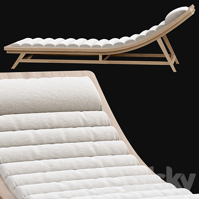 Wooden outdoor chaise lounge L15 3ds Max - thumbnail 2