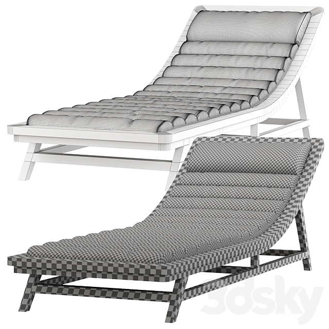 Wooden outdoor chaise lounge L15 3DS Max Model - thumbnail 3