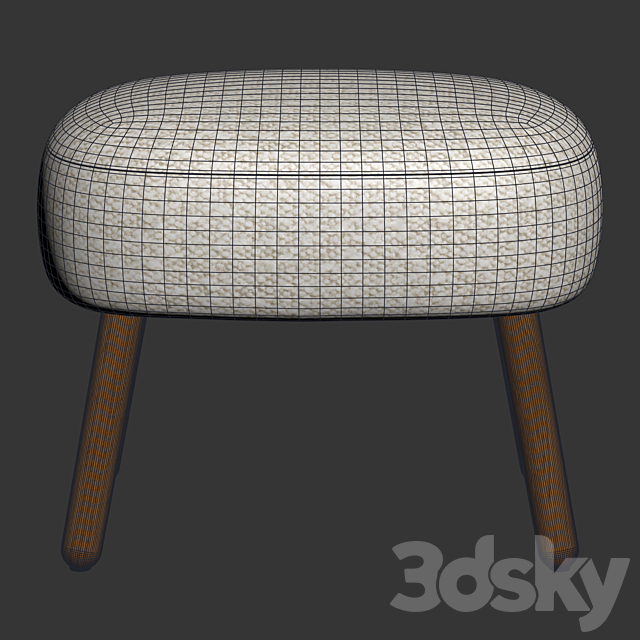 Zara Home – Terry footrest stool 3ds Max - thumbnail 3