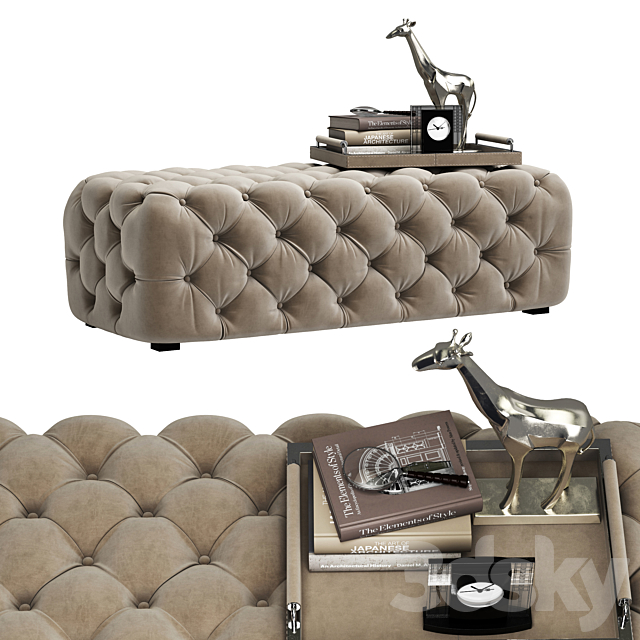 Zgallerie Jules Tufted Bench 3DSMax File - thumbnail 1