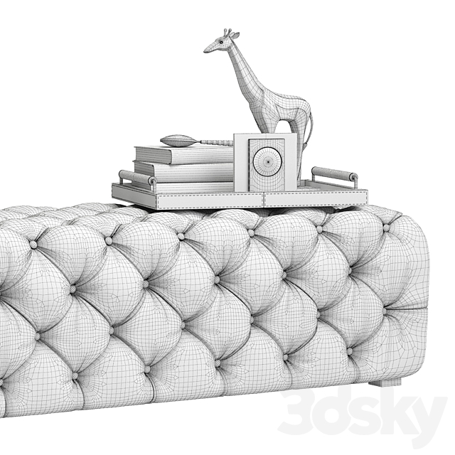 Zgallerie Jules Tufted Bench 3DSMax File - thumbnail 3