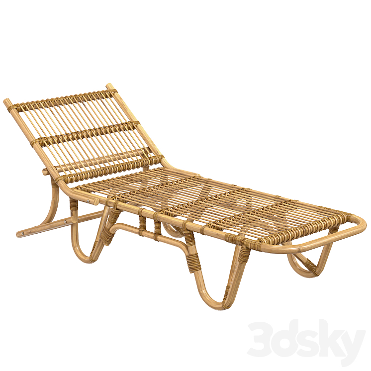 1960s Riviera Style French Chaise Longue 3DS Max - thumbnail 1