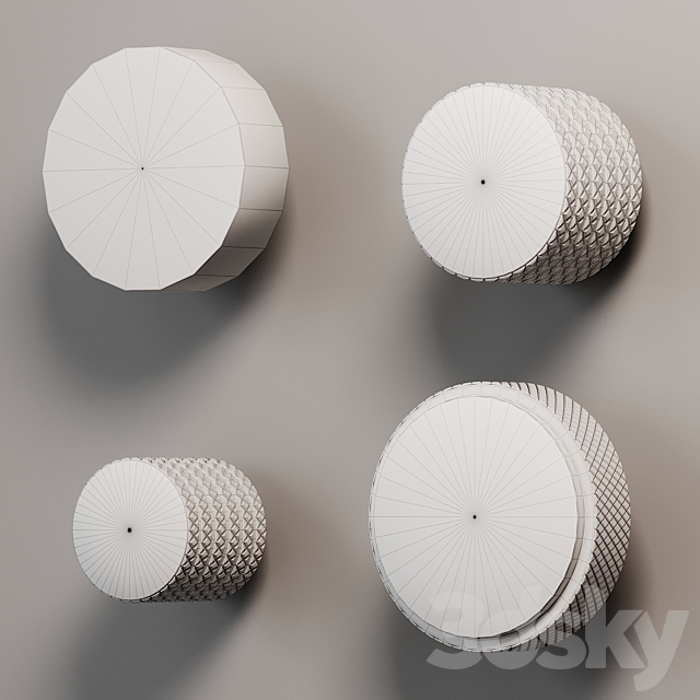 A set of furniture handles (buttons) 3DS Max Model - thumbnail 2