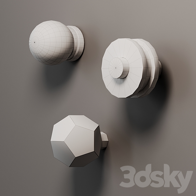 A set of furniture handles (buttons) 3DS Max Model - thumbnail 2