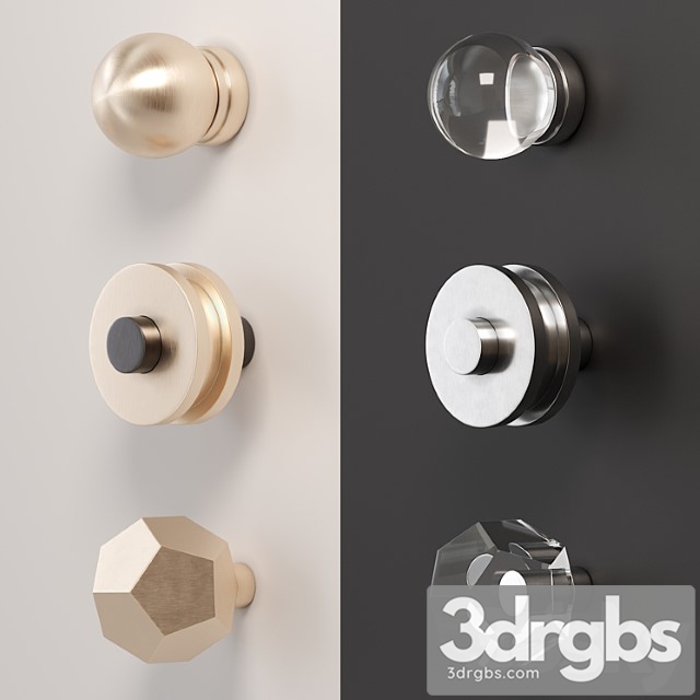 A set of furniture handles (buttons)_1 2 3dsmax Download - thumbnail 1