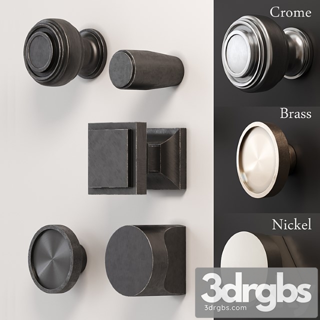 A set of furniture handles (buttons)_2 2 3dsmax Download - thumbnail 1