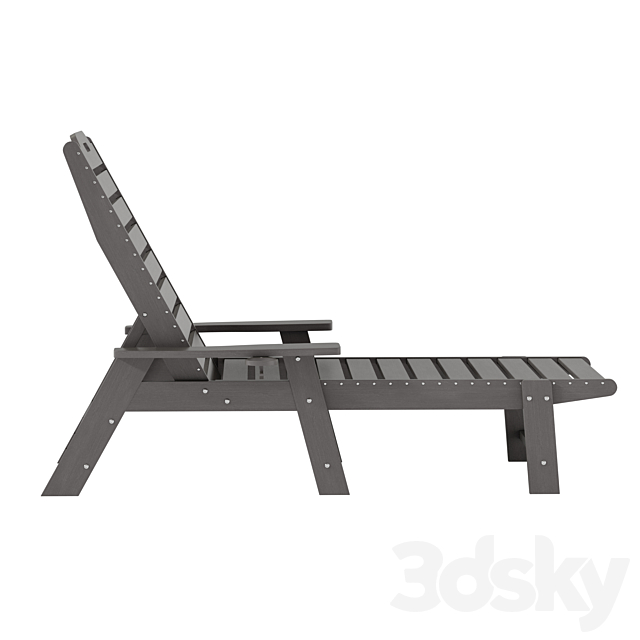 adjustable all-weather adirondack lounger with cup holder 3DS Max Model - thumbnail 2