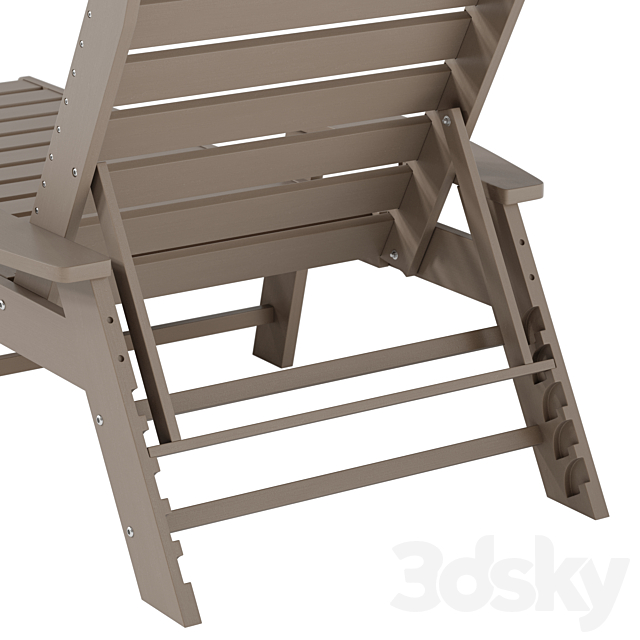 adjustable all-weather adirondack lounger with cup holder 3DS Max Model - thumbnail 6