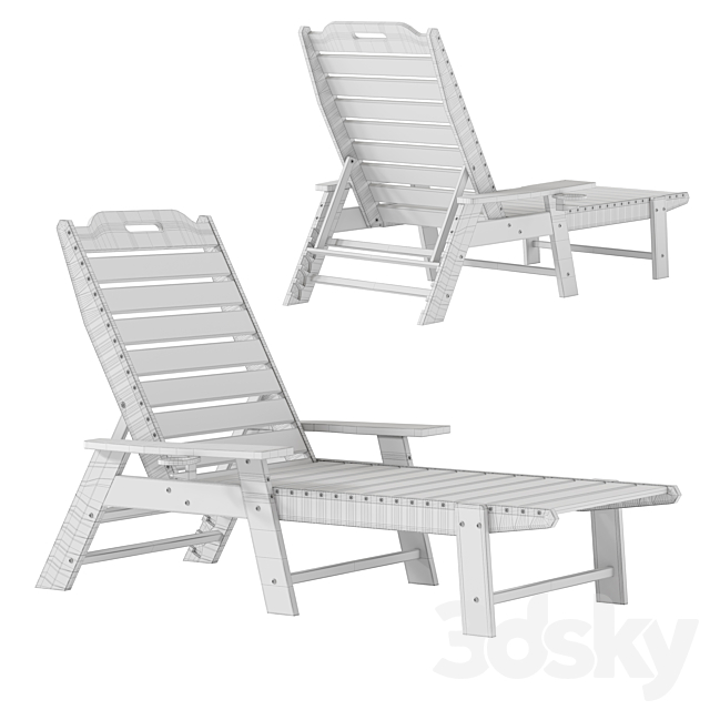 adjustable all-weather adirondack lounger with cup holder 3DS Max Model - thumbnail 7