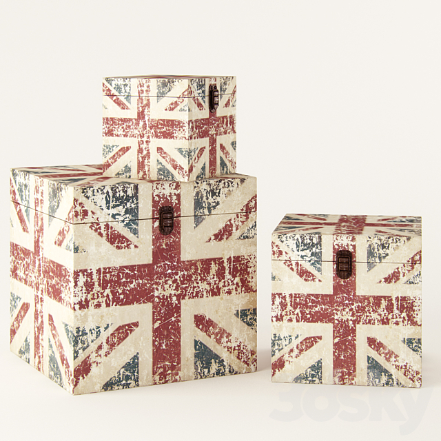 antique chests with drawing the British flag 3DSMax File - thumbnail 1