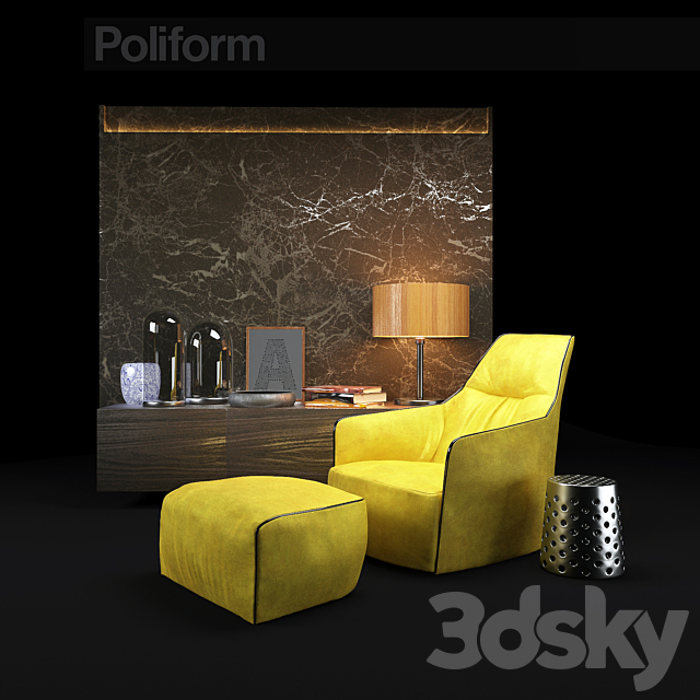 Armchair Poliform Santa Monica 3DSMax File - thumbnail 1