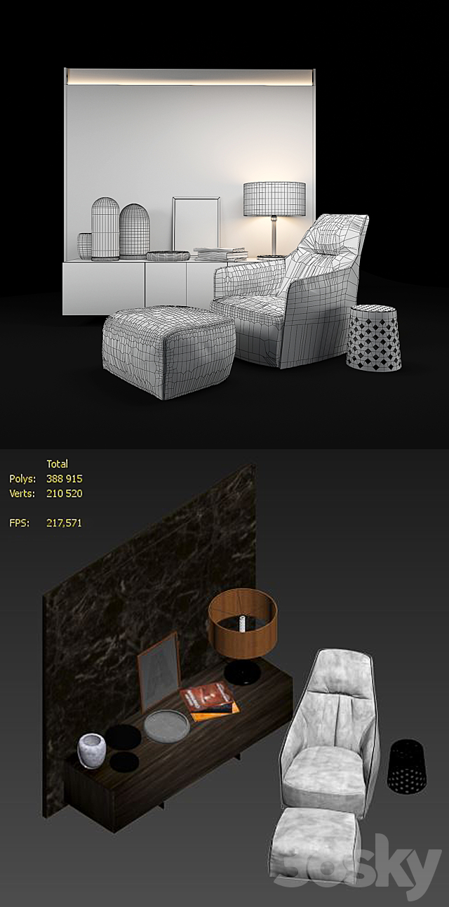 Armchair Poliform Santa Monica 3DSMax File - thumbnail 3