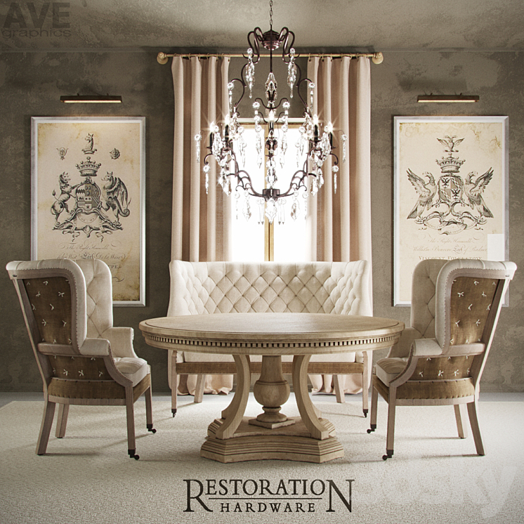 AVE Restoration Hardware English 19th c. 3DS Max - thumbnail 1