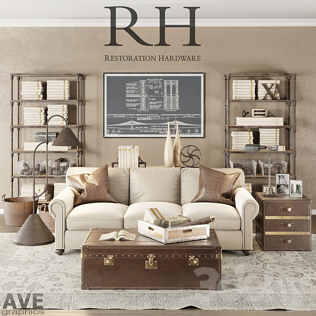 AVE Restoration Hardware Loft set 3DSMax File - thumbnail 1