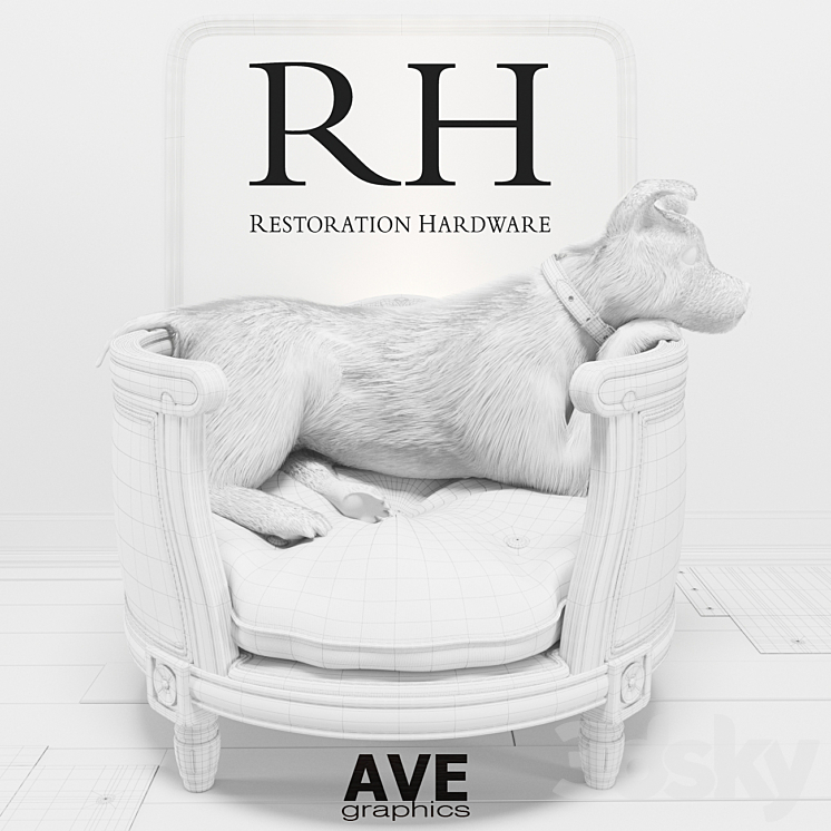 AVE RH Louis Pet Bed 3DS Max - thumbnail 2