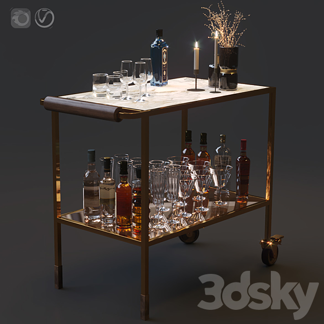 Bar cart set 01 3DSMax File - thumbnail 1