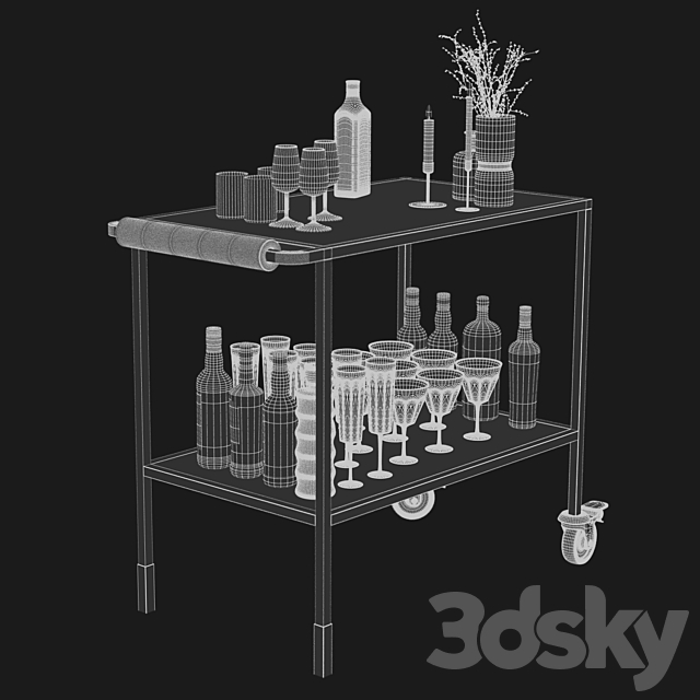 Bar cart set 01 3DSMax File - thumbnail 3