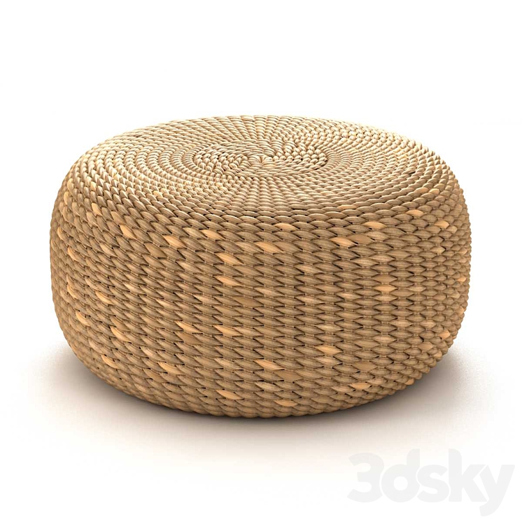 Bazar Bizar WATERHYACINTH Pouf Round natural fiber pouf 3DS Max Model - thumbnail 1