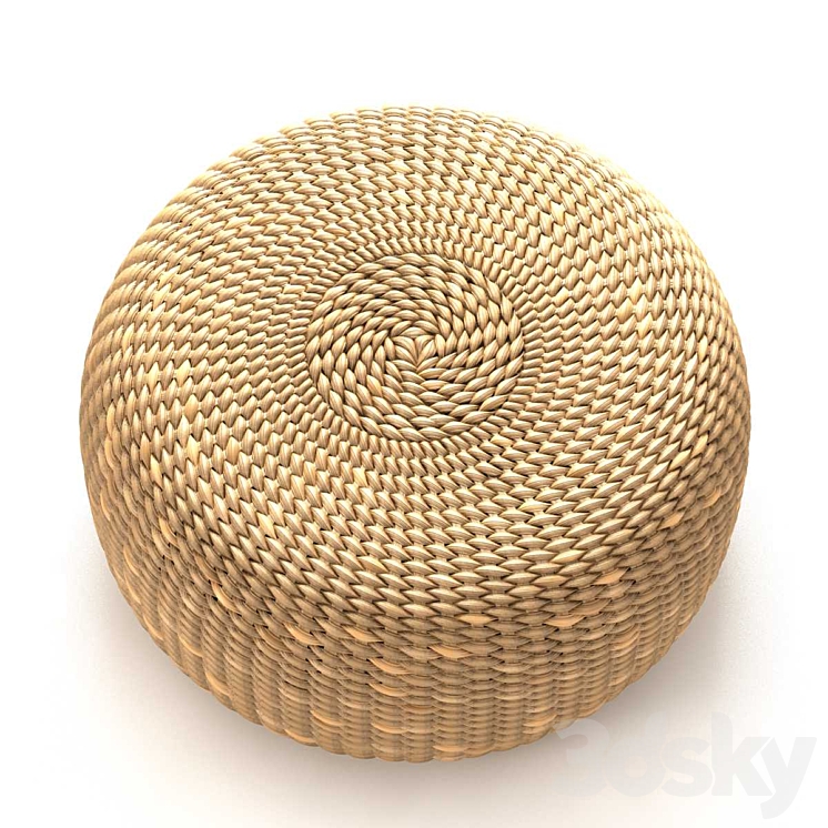 Bazar Bizar WATERHYACINTH Pouf Round natural fiber pouf 3DS Max Model - thumbnail 2