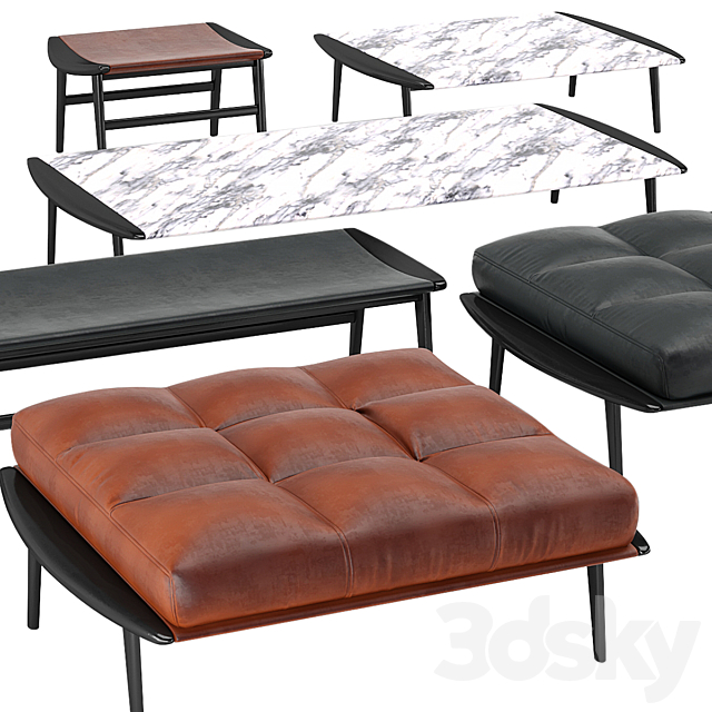 bench pouf minotti Fynn Gam Fratesi 3DS Max Model - thumbnail 2