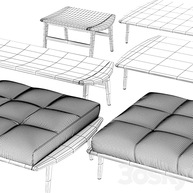 bench pouf minotti Fynn Gam Fratesi 3DS Max Model - thumbnail 7