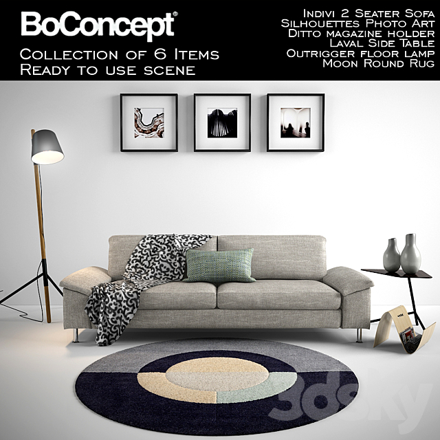 BoConcept Indivi 2 Seater Sofa with full scene 3DSMax File - thumbnail 1