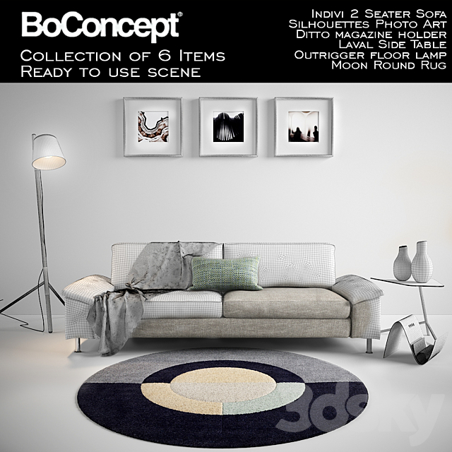 BoConcept Indivi 2 Seater Sofa with full scene 3DSMax File - thumbnail 3