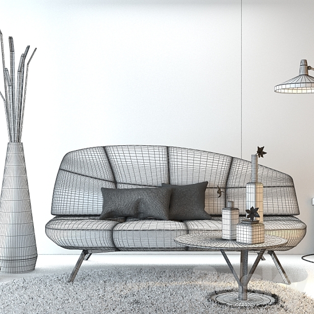 Bonaldo Living Room Set 3DS Max Model - thumbnail 2