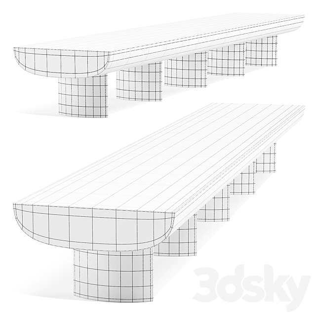 Bonaldo: Sculptural – TV Stand – Bench 3DS Max Model - thumbnail 5