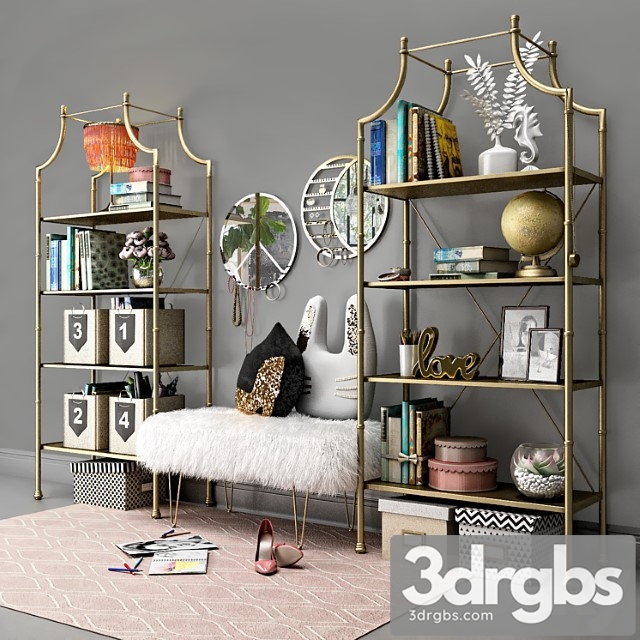 Book shelves pbteen maison with decor. 2 3dsmax Download - thumbnail 1