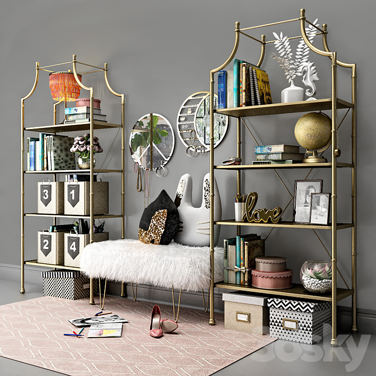 Book shelves PBteen Maison with decor. 3DS Max - thumbnail 1