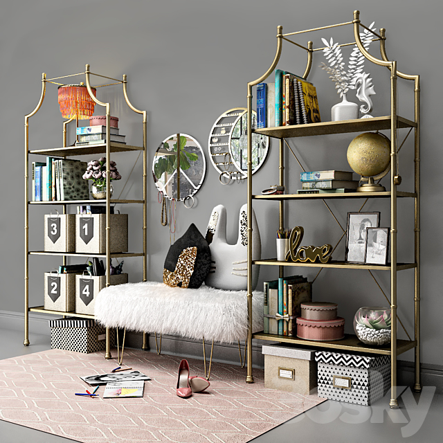 Book shelves PBteen Maison with decor. 3DSMax File - thumbnail 1