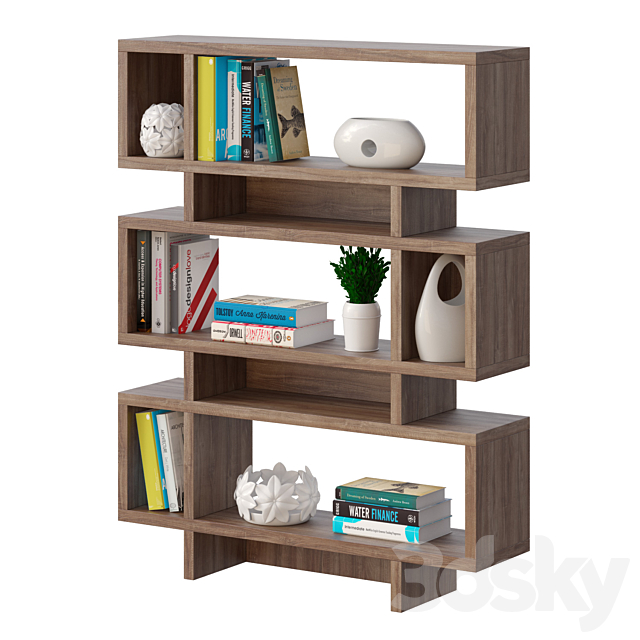 Bookcase with decor 3DSMax File - thumbnail 1