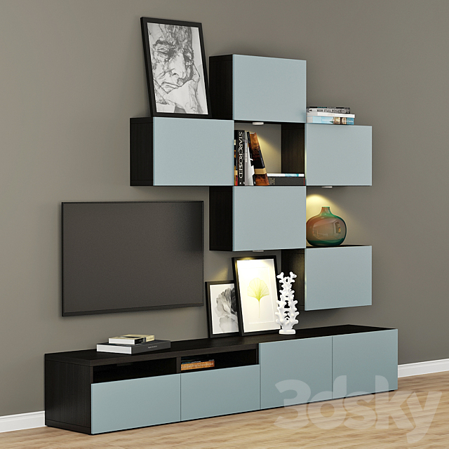 Cabinet for TV and multimedia Ikea BESTO _ Besta 3DS Max Model - thumbnail 2