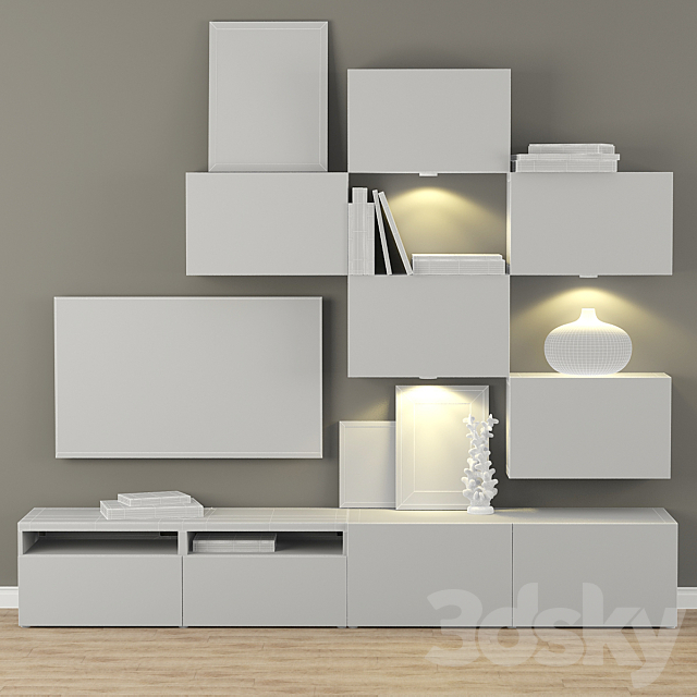 Cabinet for TV and multimedia Ikea BESTO _ Besta 3DS Max Model - thumbnail 3