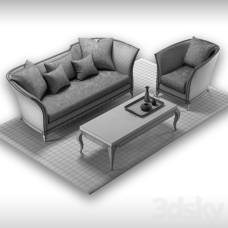 Caracole Furniture Set 3DS Max - thumbnail 2